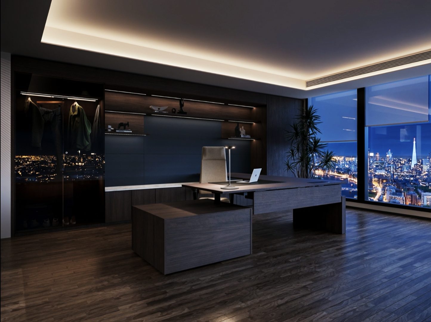 Executive office at night