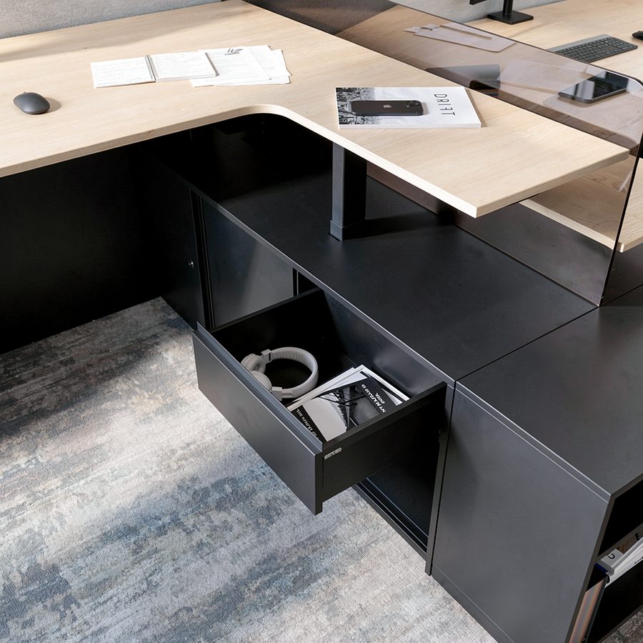 Desk storage drawer detail visualisation